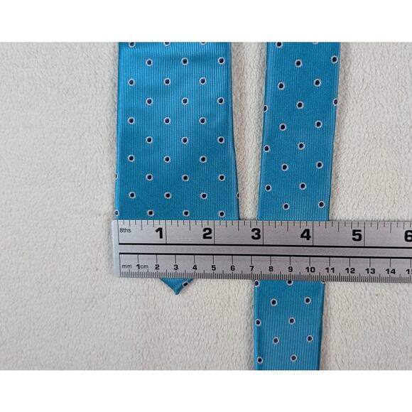 Michael Kors Tie Men's Microfiber Teal Turquoise Blue Dot Spring Event Classic - Picture 3 of 3